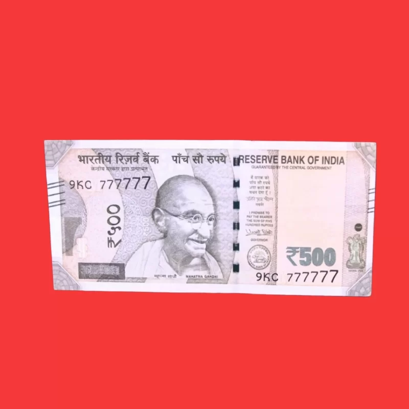 Indian ₹500 Fancy Currency Note – Serial Number 9KC 777777 | Repeating Number Collectible