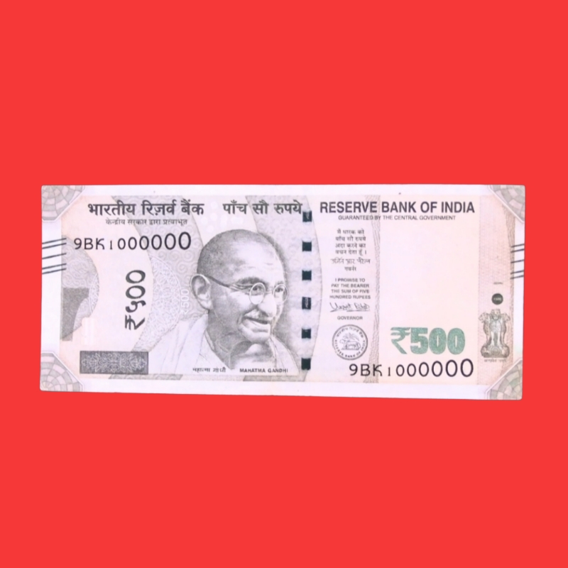 Indian ₹500 Fancy Currency Note – Serial Number 9BK 1000000 | Million Number Note