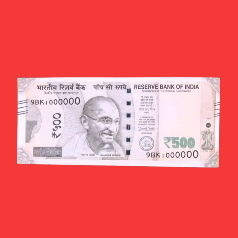 Indian ₹500 Fancy Currency Note – Serial Number 9BK 1000000 | Million Number Note