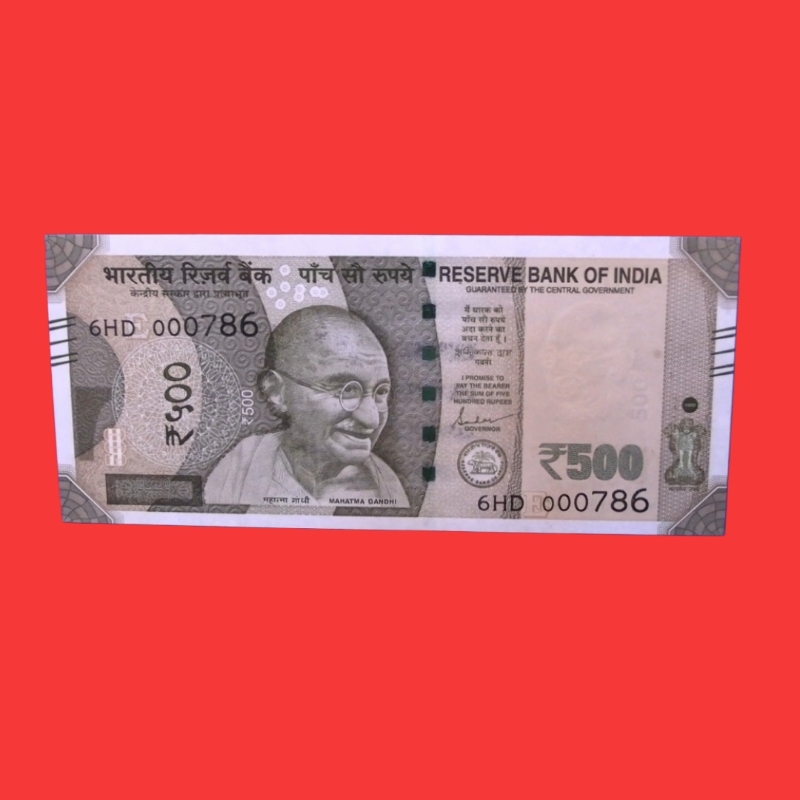 Indian ₹500 Fancy Currency Note – Serial Number 6HD 000786 | Rare 000786 Number Note