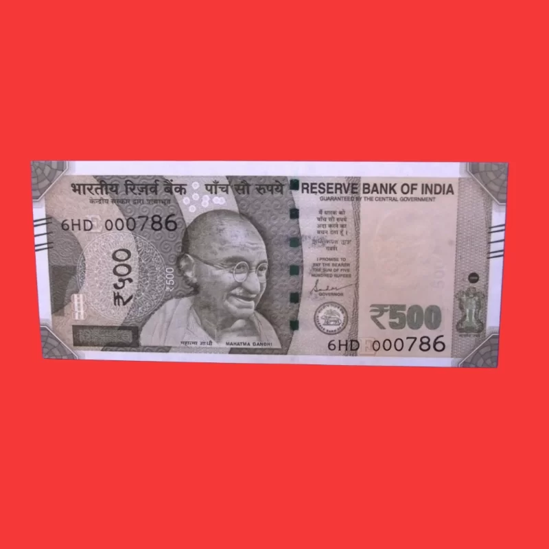 Indian ₹500 Fancy Currency Note – Serial Number 6HD 000786 | Rare 000786 Number Note