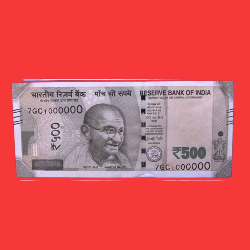 Indian ₹500 Fancy Currency Note – Serial Number 7GC 1000000 | Million Number Note