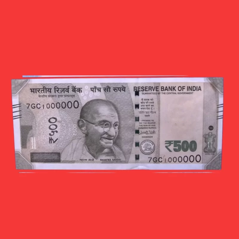 Indian ₹500 Fancy Currency Note – Serial Number 7GC 1000000 | Million Number Note