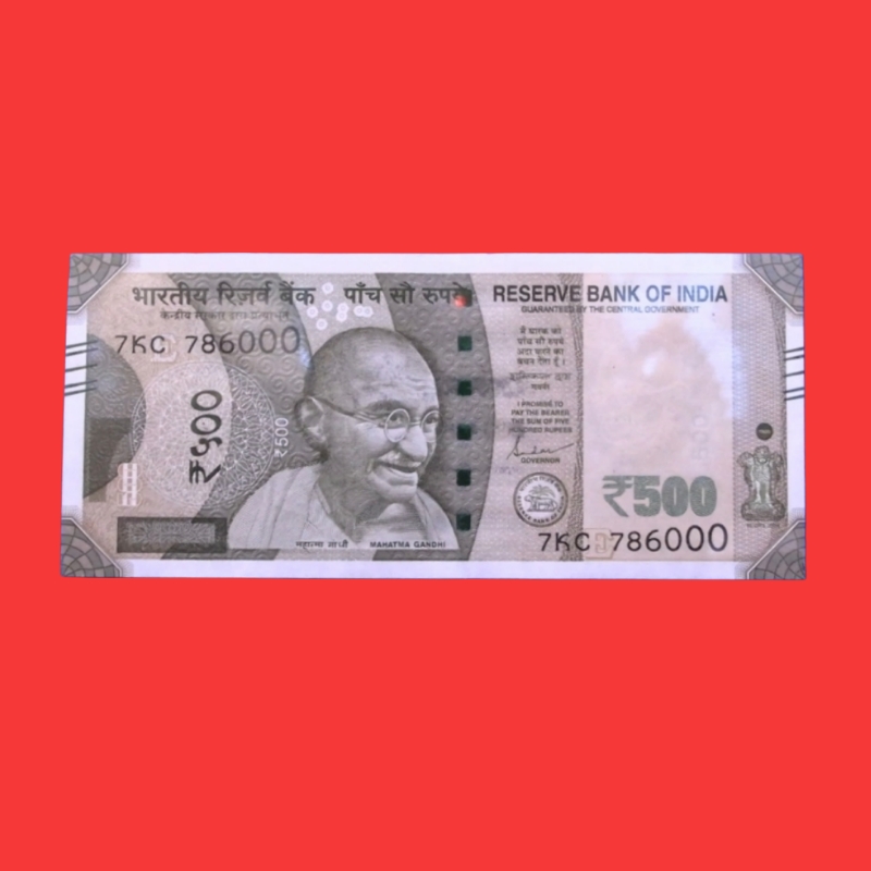 Indian ₹500 Fancy Currency Note – Serial Number 7KC 786000 | Rare 786 Ending Number Banknote