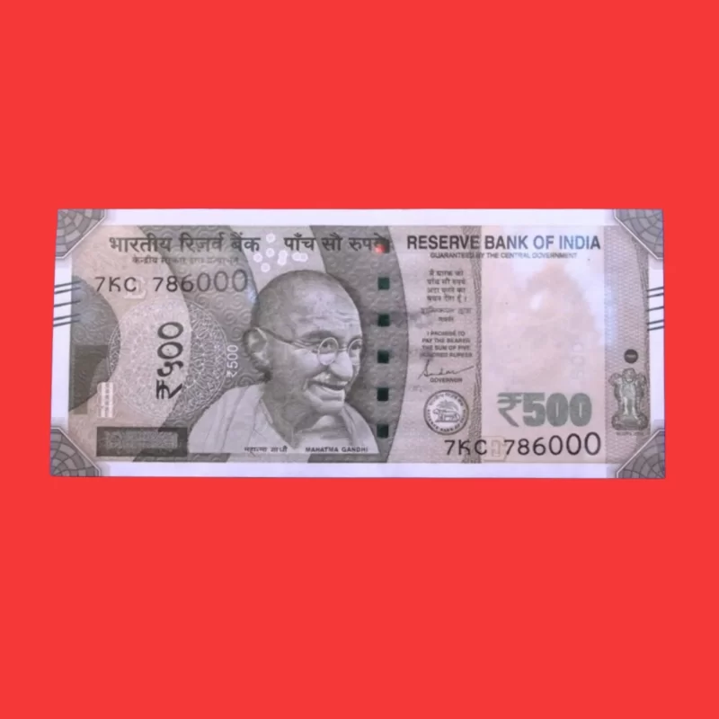 Indian ₹500 Fancy Currency Note – Serial Number 7KC 786000 | Rare 786 Ending Number Banknote