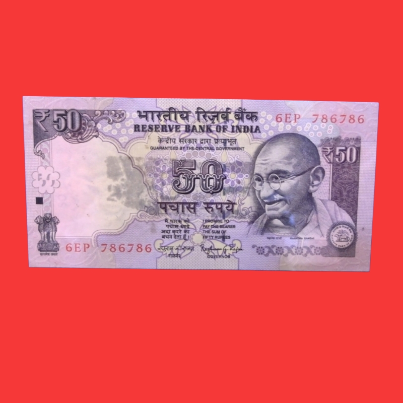 Indian ₹50 Fancy Currency Note – Serial Number 6EP 786786 | Rare 786786 Repeating Number Banknote