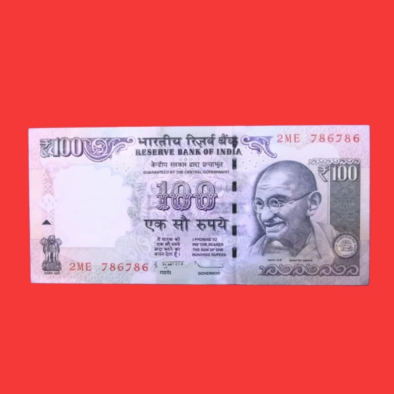 Indian ₹100 Fancy Currency Note – Serial Number 2ME 786786 | Rare 786786 Repeating Number Banknote