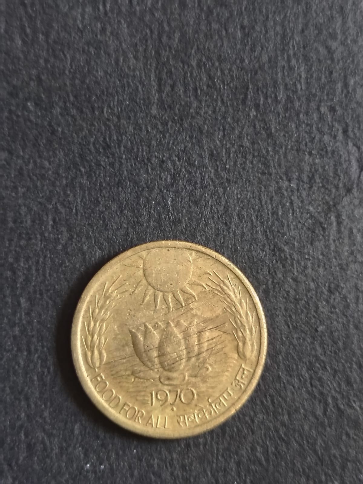 1970 India 20 Paise Food for All (FAO) Commemorative Coin | Sun & Lotus Design | Vintage Collectible Coin