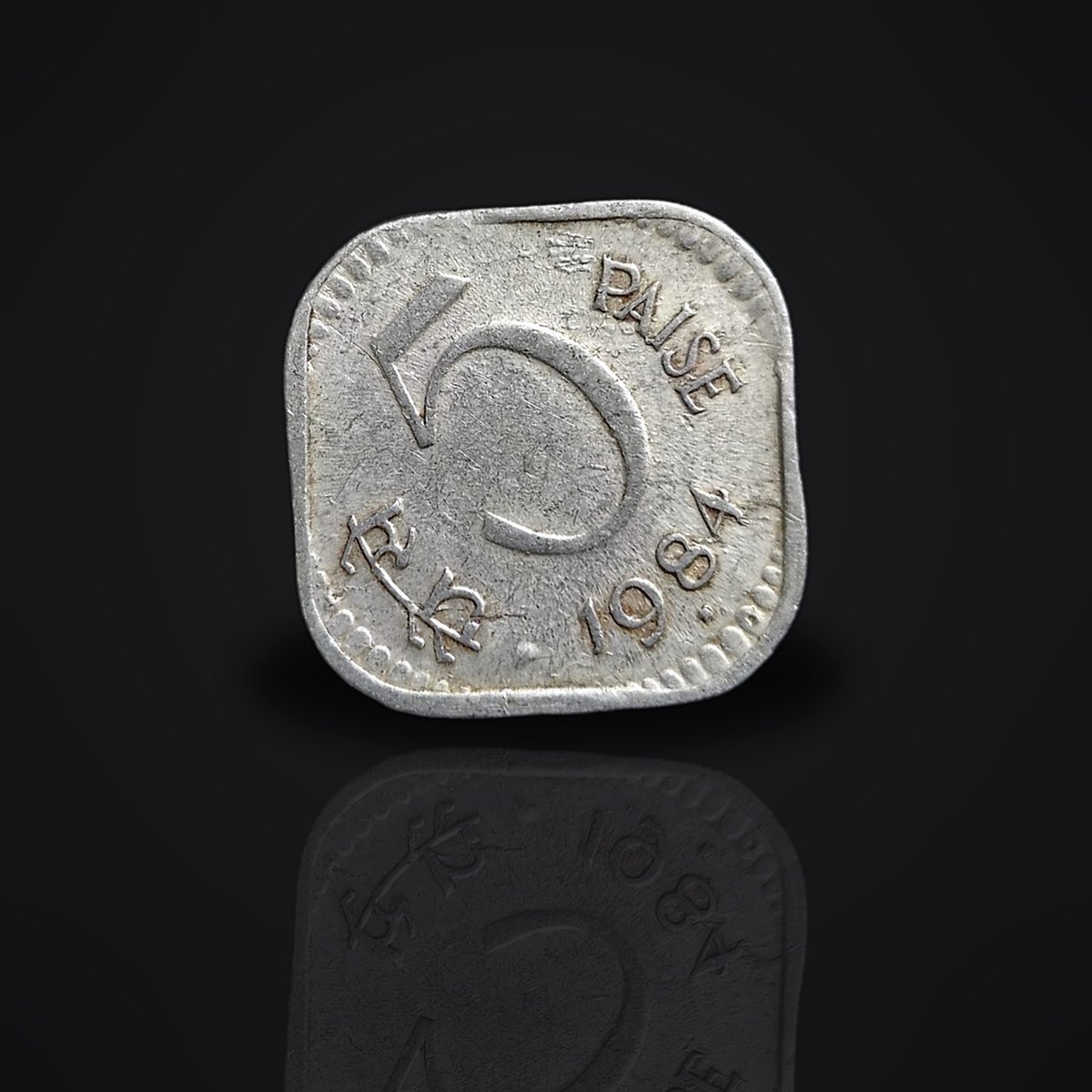 1984 India 5 Paisa Aluminium Coin | Vintage Square Indian Coin | Old Collectible Currency